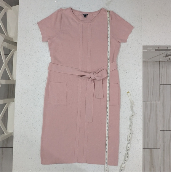 Torrid Mauve Pink Knit Ribbed Sweater Dress Short Sleeve Knee Length Self Tie 2X - Picture 5 of 11